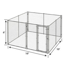 PRIVATE BRAND UNBRANDED 6 ft. H x 6 ft. W x 10 ft. Long Outdoor Chain Link  Galvanized Steel Dog Kennel 308595B - The Home Depot