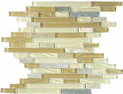 GBM® New Era II California 12 x 12 Random Linear Glass and Stone Mosaic Tile