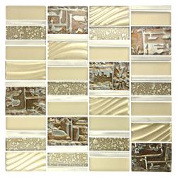 GBM® Imperial Random Golden 12 x 12 Glass and Metal Mosaic Tile