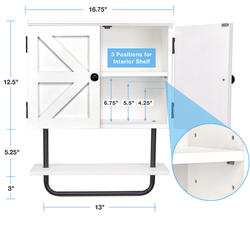 Excello 17"W x 8"D x 21"H White Barn Door Bathroom Wall Cabinet at Menards®