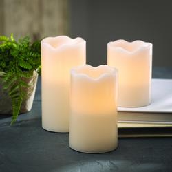 Bisque LED Flameless Wavy Edge Candles with Remote - 3 pack at Menards®