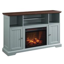 Pleasant Hearth Hensley 56 Teal Infrared Electric Fireplace Entertainment Center