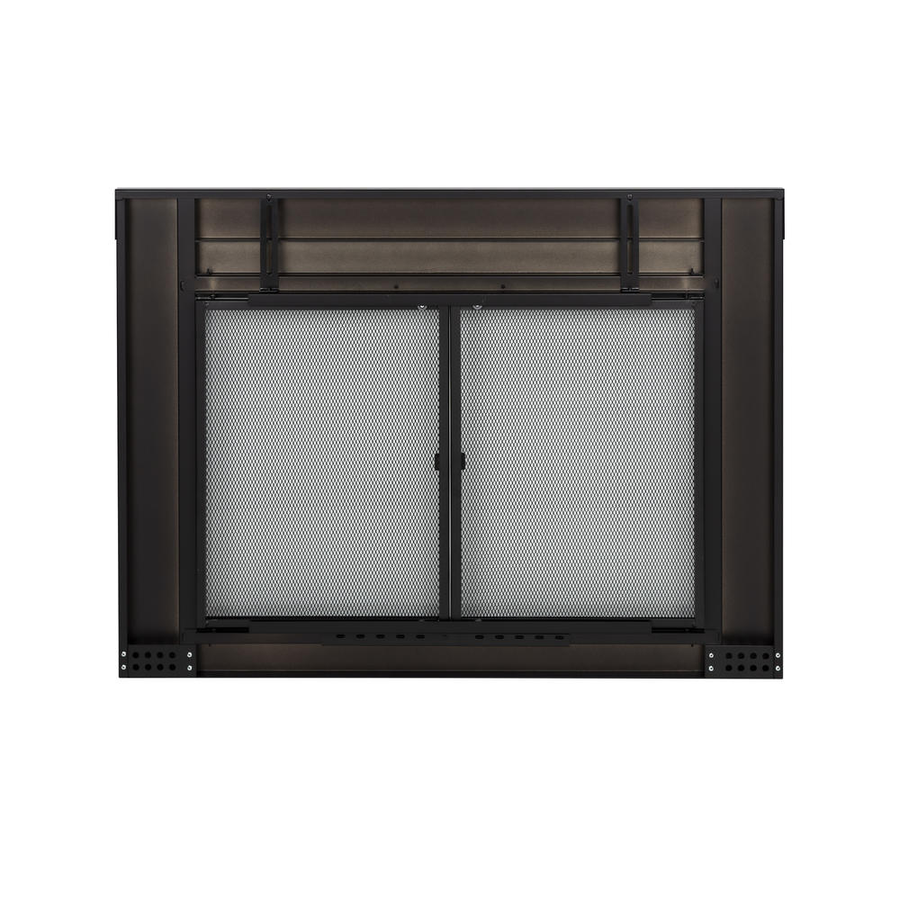 Pleasant Hearth Medium Cabinet Style Alpine Glass Fireplace Screen Doors