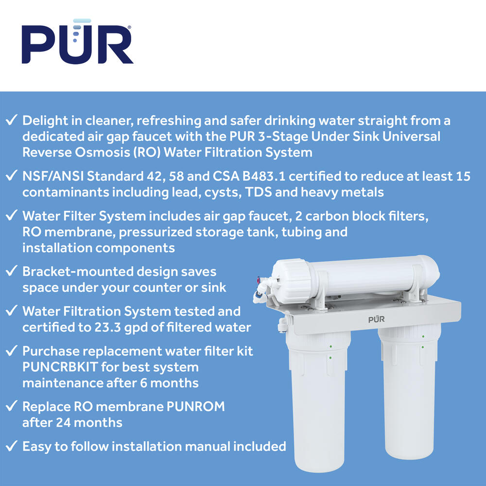 3-Stage Universal 23.3 GPD Reverse Osmosis Water Filtration System with Faucet 3-Stage Universal 23.3 GPD Reverse Osmosis Water Filtration System with Faucet