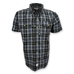 Eddie Bauer® Workwear Men's Black Plaid Short Sleeve Button Down Shirt -  Small