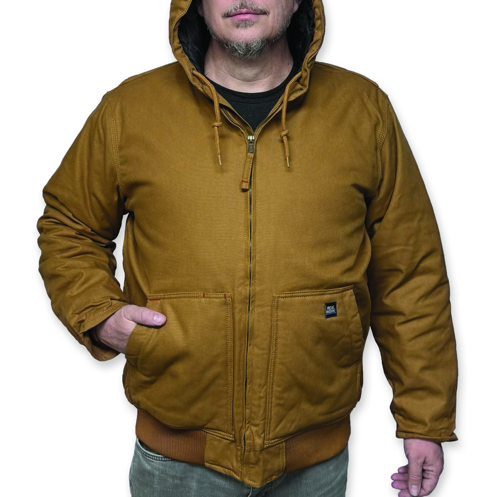 Real Work Men's Brown Duck Heavy-Duty Insulated Work Jacket - Tall