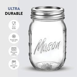 Paksh Novelty Regular Mouth Glass Mason Jars, 12 Ounce (10 Pack) Canning Jars with Silver Metal Airtight Lids for Meal Prep, Food Storage, Can