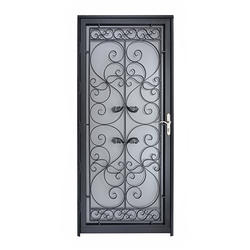 Grisham Naples 36"W X 80"H Black Wrought Iron Security Storm Door At ...