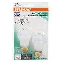 Sylvania 40W A15 Incandescent Ceiling Fan Light Bulb, Warm White, Frosted - 2  Pack at Menards®