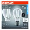 Sylvania® White Filament 60 Watt Equivalent Clear Dimmable A19 E26 Daylight LED Light Bulb - 2 Pack