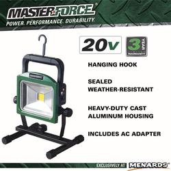 Masterforce® 20-Volt Cordless 2000 Lumen LED Portable Work Light - Tool ...