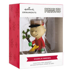 Hallmark® Peanuts Charlie Brown Kneeling With Tree Christmas Ornament ...