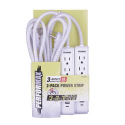 Performax™ 6' 14/3 Medium Duty 3-Outlet USB Power Strip - 2 Pack