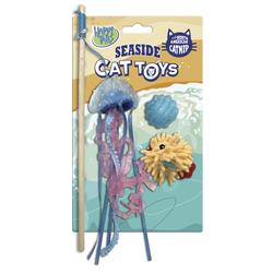 Happy Tails Seaside Jellyfish Fish Coral Wand Cat Toy