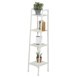 Small 4 Tier Metal Rack, (14” x 14” x 58”), Off-White