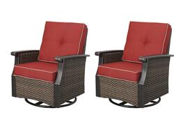 Backyard Creations Westchester Brown Wicker 6 Piece Seating Patio Set with Red Cushions