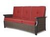 Backyard Creations® Westchester Brown Wicker Patio Sofa with Red Cushions