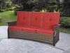 Backyard Creations® Westchester Brown Wicker Patio Sofa with Red Cushions