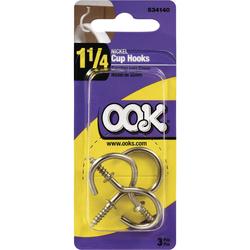 OOK® 1-1/4 Nickel Cup Hook - 3 Count