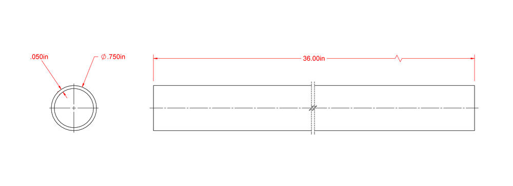 SteelWorks 3/4" x 36" Aluminum Round Tube