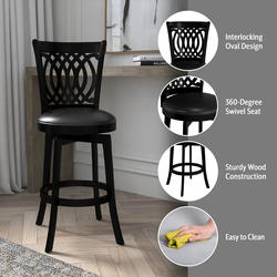 Hillsdale Van Draus Black Wood Bar Height Swivel Stool