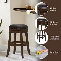 Hillsdale® Tillman Brown Cherry Wood Backless Bar-Height Swivel Stool ...