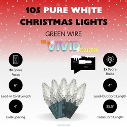 Enchanted Forest® LED Vivid 105-Light Faceted Pure White C7