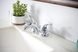 Plumb Works® Two-Handle 4" Centerset Chrome Bathroom Sink Faucet at ...