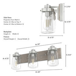 Hunter® Devon Park Brushed Nickel 3 Light Vanity Light at Menards®