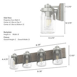 Hunter® Devon Park Brushed Nickel 4 Light Vanity Light at Menards®