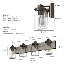 Hunter® Devon Park Onyx Bengal 4 Light Vanity Light at Menards®