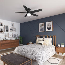 Hunter - Anisten Indoor Ceiling Fan With Light, 44-inch, Matte Black Ceiling Fan With Led Light Kit And Pull Chain