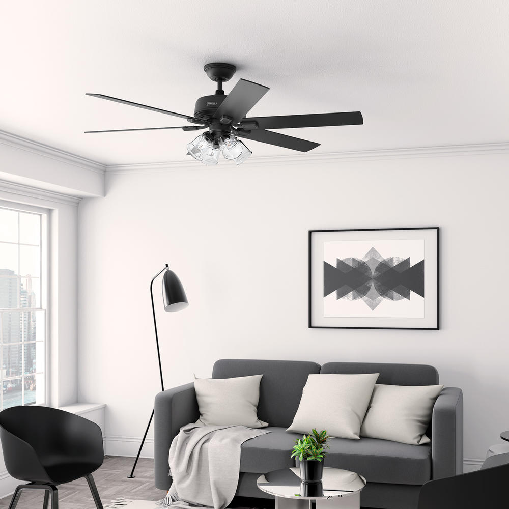 Hunter® HunterExpress® Marsac 60" Matte Black Indoor 4-Light Ceiling Fan with Remote