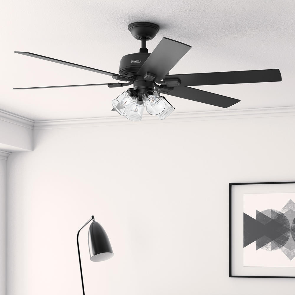 Hunter® HunterExpress® Marsac 60" Matte Black Indoor 4-Light Ceiling Fan with Remote