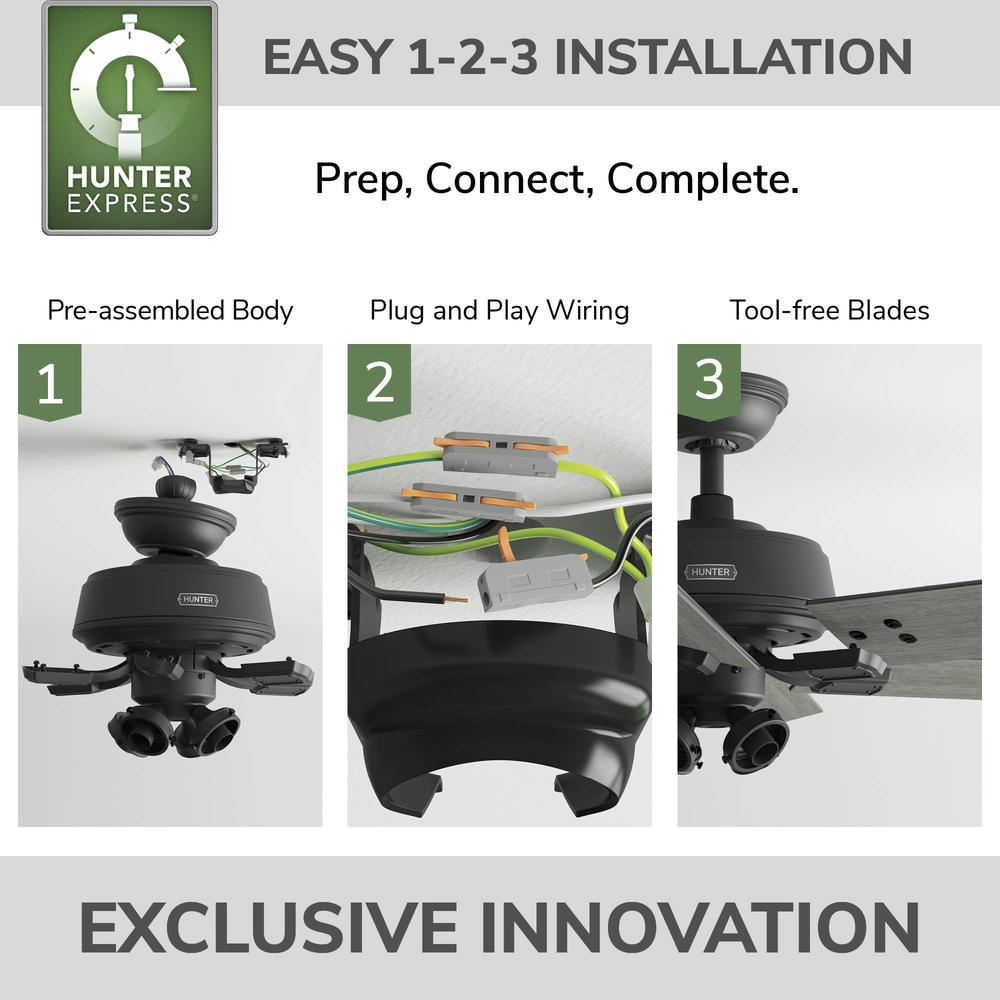 Hunter® HunterExpress® Marsac 60" Matte Black Indoor 4-Light Ceiling Fan with Remote