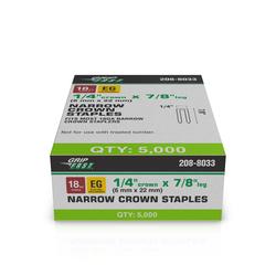 Grip Fast® 18 Gauge 1/4" Crown 7/8" Leg Electro - Galvanized Staple ...