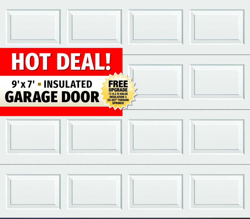 Ideal Door® Traditional 9' x 7' White Insulated Garage Door (R