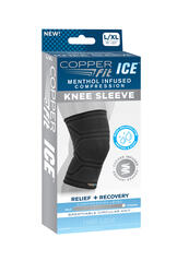 Copper Fit® Ice Knee Compression Sleeve Infused with Menthol, Large/XL,  Black, 1-Pack, FSA HSA Eligible
