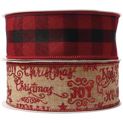 Enchanted Forest® 2 x 35' Red and Black Checked Holiday Ribbon - 2 Pack