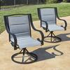 Backyard Creations® Denali Black Swivel Dining Patio Chair Set with Gray Fabric - 2 Pack
