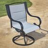 Backyard Creations® Denali Black Swivel Dining Patio Chair Set with Gray Fabric - 2 Pack