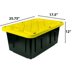Tough Box 17 Gallon Black Storage Tote with Yellow Lid