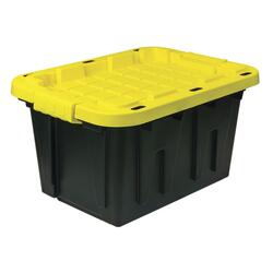 40 Gallon Snap Lid Plastic Storage Bin Container, Black with Red
