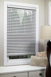 Lumino 2 Gray Room Darkening Cordless Faux Wood Flat Slat Blind