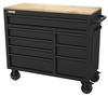 Performax® 42" x 18" Black 8-Drawer Mobile Rolling Tool Cabinet with Solid Wood Top