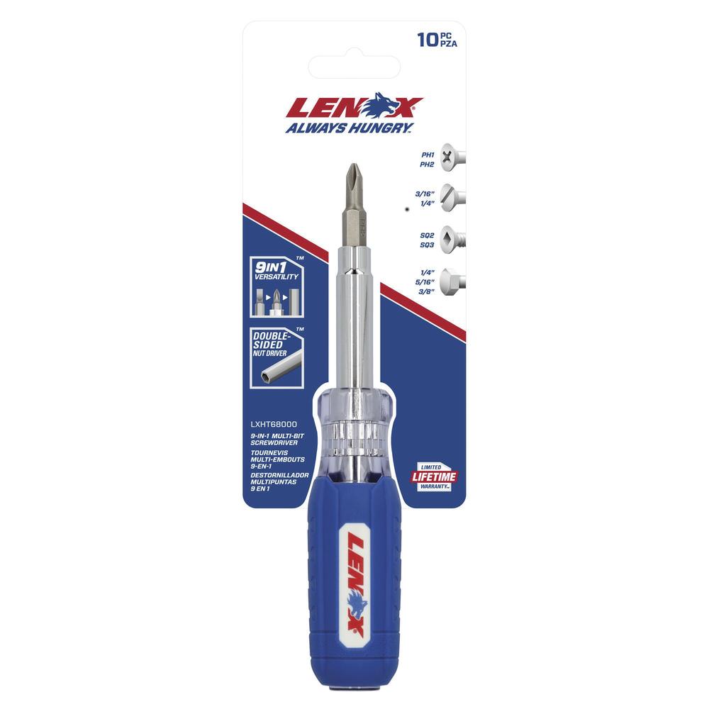LENOX 10-Piece Rubber Handle Multi-Bit Screwdriver Set LENOX 10-Piece Rubber Handle Multi-Bit Screwdriver Set