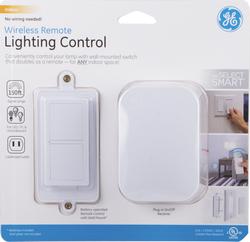 GE Wireless Remote Wall Switch Light Control, No Wiring Needed, 1 Grounded  Outlet, Off White Paddle, Plug-In, Up to 100ft Range, Ideal for Indoor