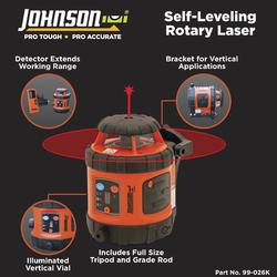 Johnson Level Red Industrial Alignment Cross-Line Laser Level 110V AC, 40-6230