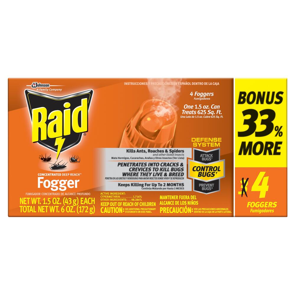 Raid® Concentrated Deep Reach™ Home Insect Killer Fogger - 4 Pack