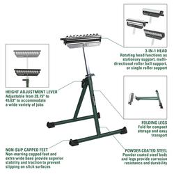 Steelman 3-In-1 Adjustable Height Material Support Roller Stand
